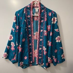 NWOT Free People Ocean Combo Floral Kona Kimono OS‎